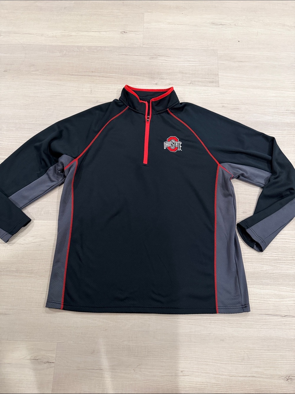 Ohio State Men's Black & Gray Quarter-Zip Pullover with Red Trim